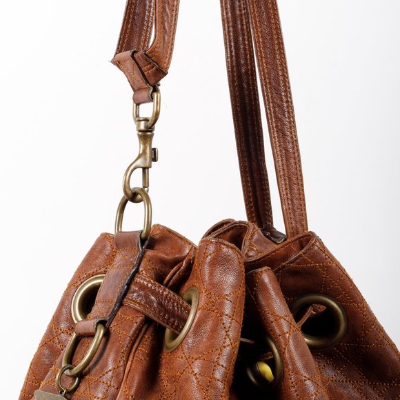 Christian Dior Cannage Brown Leather Bucket Bag - Picture 6 of 11